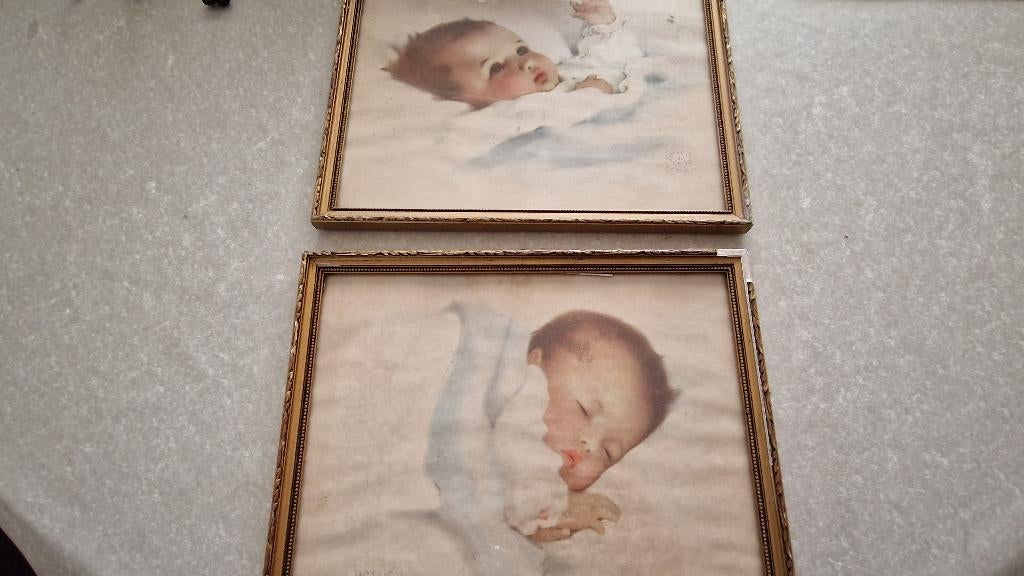 2 oude bessie paege schilderijtjes, Ophalen of Verzenden