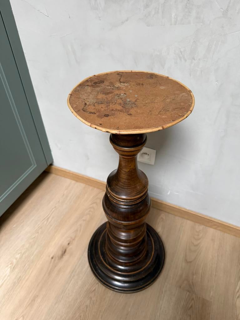 Antieke houten plantenstandaard zuil, Ophalen of Verzenden, Zo goed als nieuw