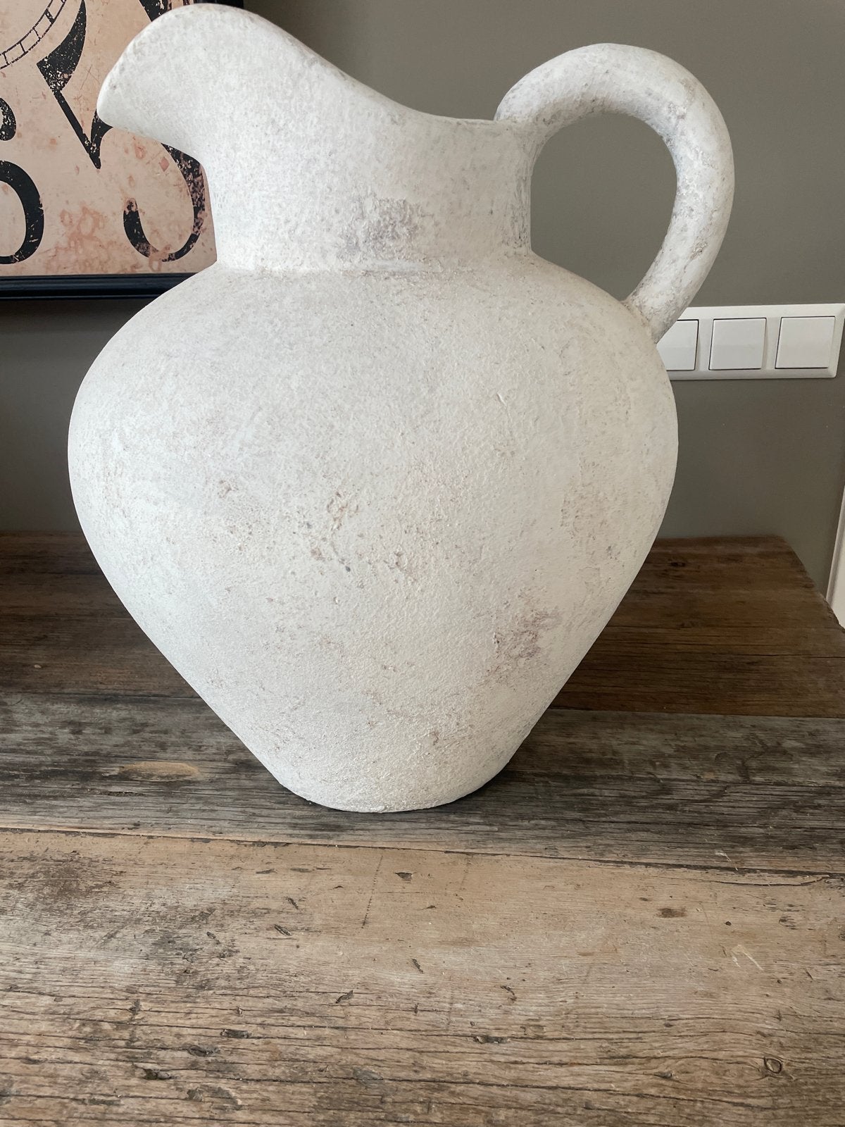 Grote XXL kruik vaas 51 cm hoog - Nieuwstaat, Huis en Inrichting, Ophalen, Wit, Met handvat, Zo goed als nieuw