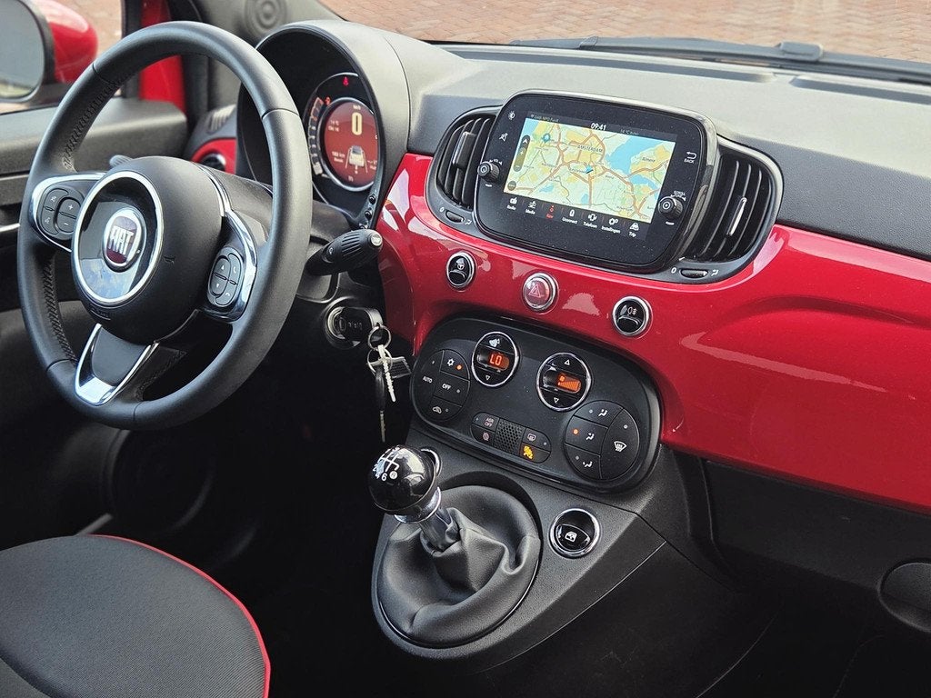 Fiat 500C Hybrid RED Cabrio | Apple-Android | Parkeersensore, Auto's, Stof, Cabriolet, 4 stoelen, Origineel Nederlands