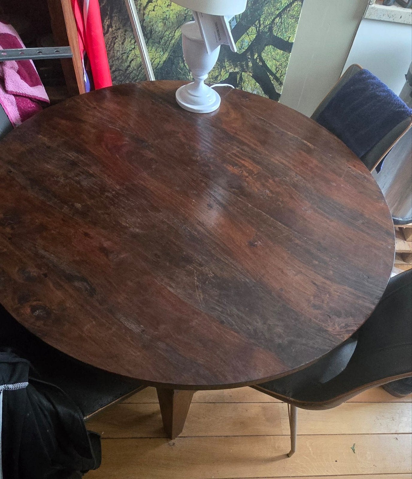 Koloniale ronde tafel 120cm - nette gebruikte staat, Ophalen, Gebruikt, Koloniaal, Rond