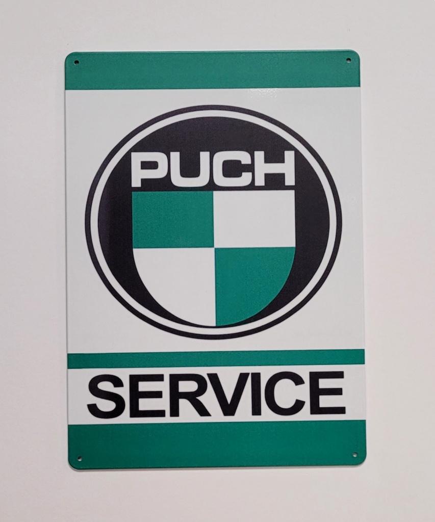 Puch Service logo reclamebord van metaal wandbord decoratie, Ophalen of Verzenden, Nieuw, Auto's