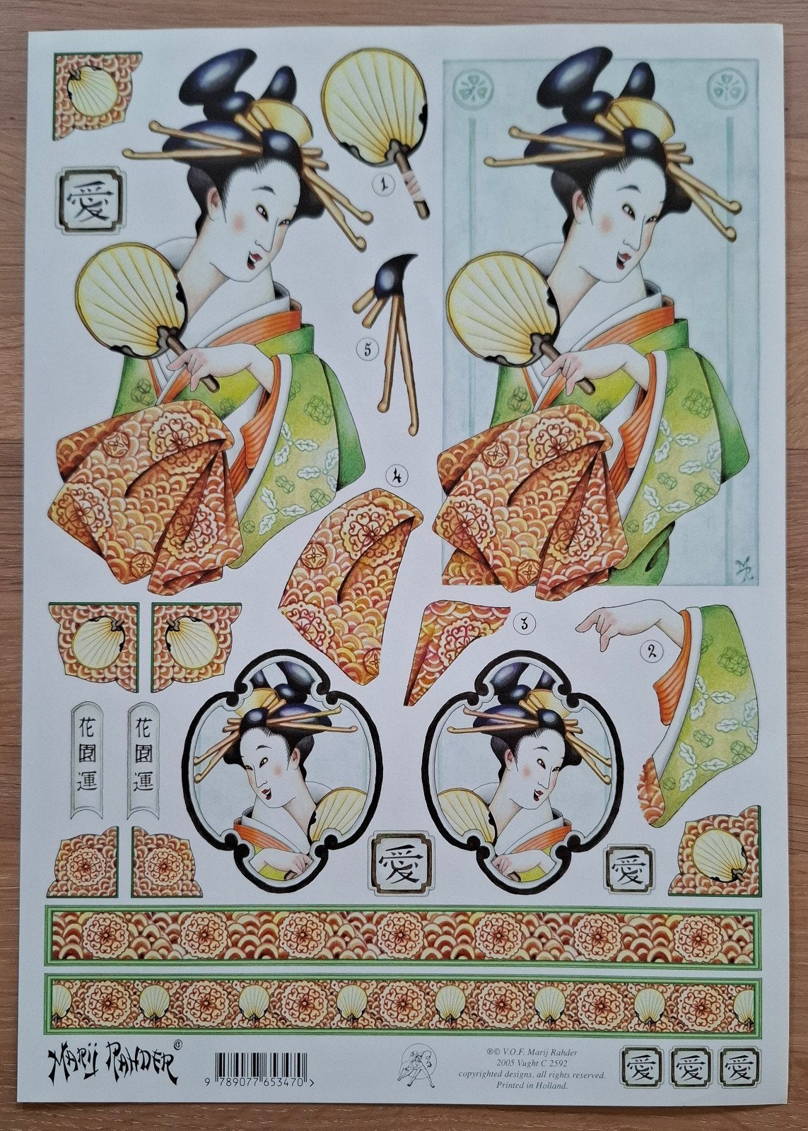 2x 3D-knipvel Marij Rahder - C 2585 Japanse Dame (2x), Hobby en Vrije tijd, Ophalen of Verzenden, Nieuw, Knipvel
