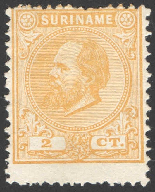 Suriname NVPH nr 2 ongebruikt Koning Willem III 1885, Ophalen of Verzenden, Postfris