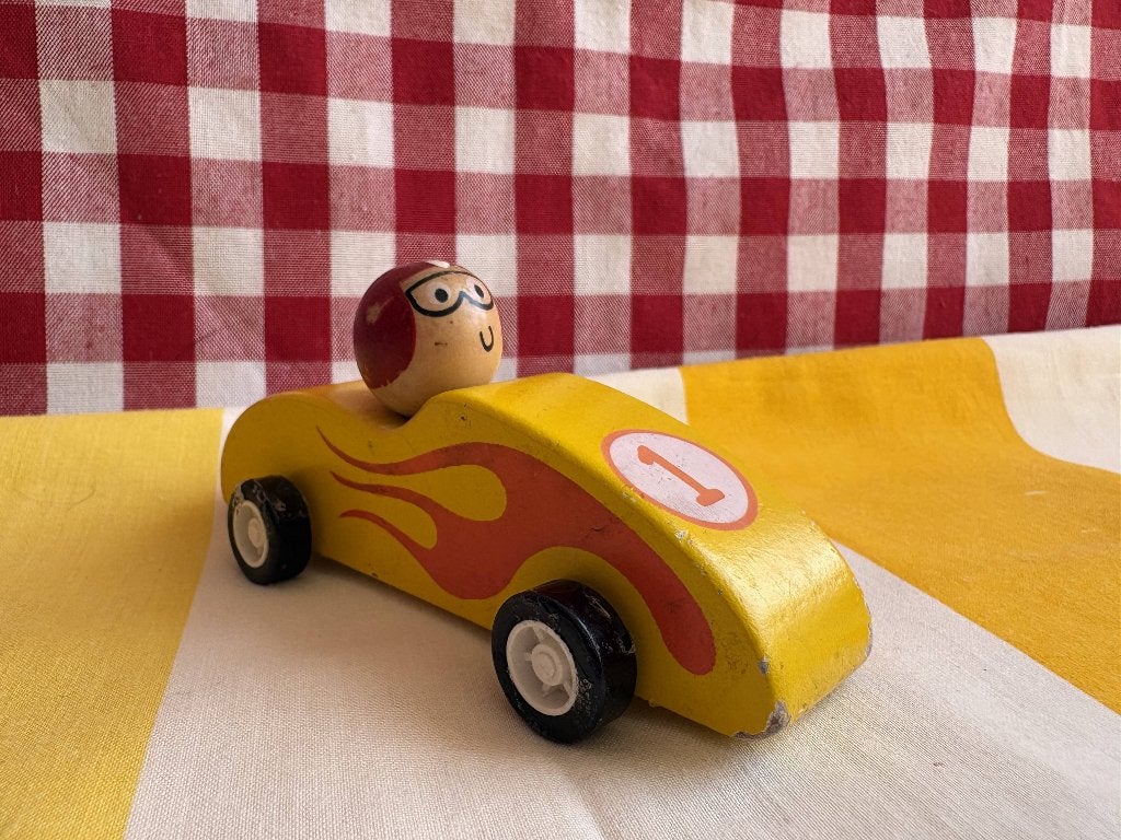 Houten speelgoed racekar, auto, vliegtuig, toren, tollen, Ophalen of Verzenden, Gebruikt