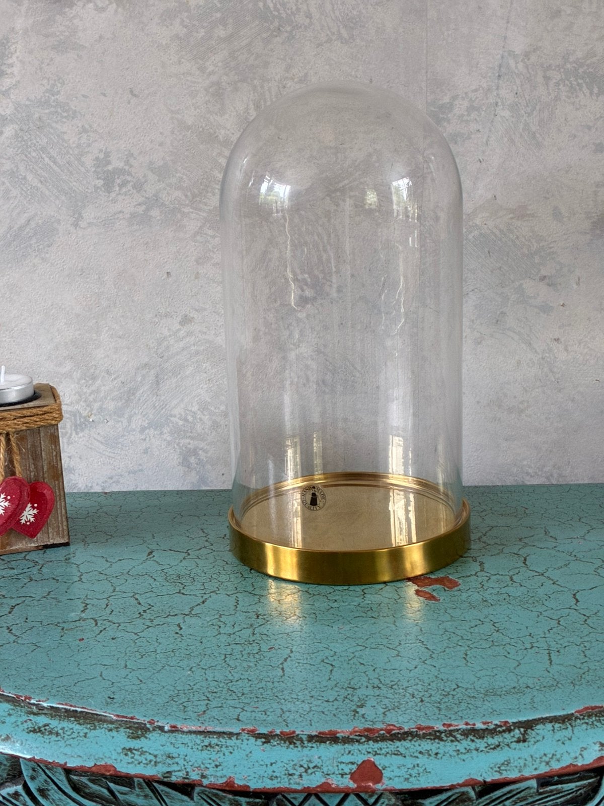 Stolp van glas met goudkleurige basis, Huis en Inrichting, Woonaccessoires | Stolpen, Zo goed als nieuw, Ophalen of Verzenden