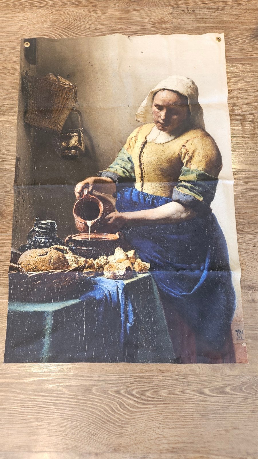 De Melkmeisje Vermeer (Reproductie op doek), Wandhanger, Textiel, Klassiek, Ophalen of Verzenden