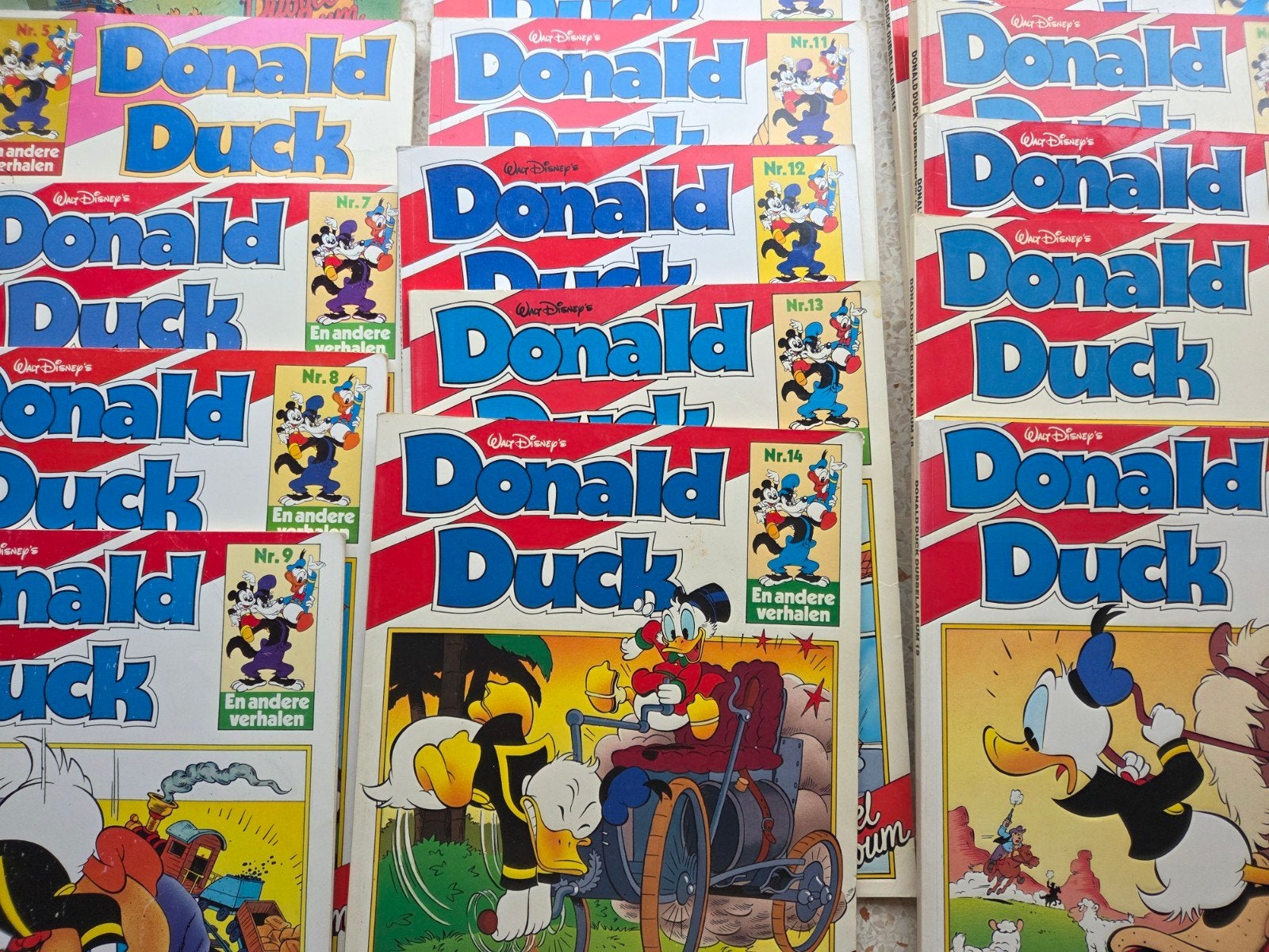 donald duck dubbelalbums(15x) 2 t/m 22(-3,4,6,20,21), Complete serie of reeks, Verzenden, Zo goed als nieuw