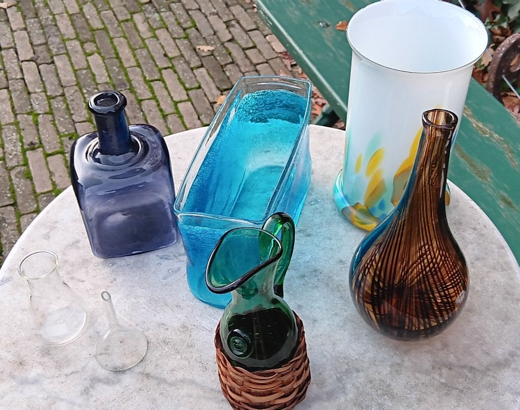 Vintage lot diverse vaasjes, glazen voorwerpen, Ophalen of Verzenden