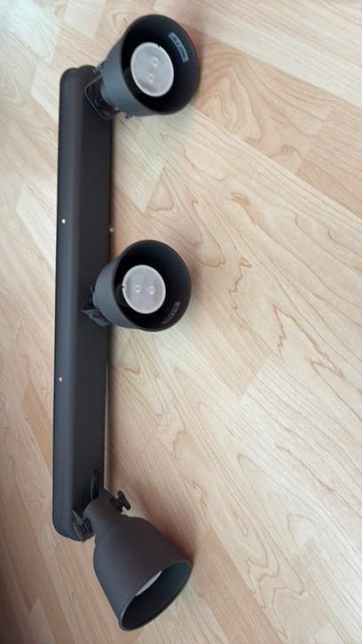Ikea lamp antraciet Hektar 3 spots, Ophalen of Verzenden, Gebruikt