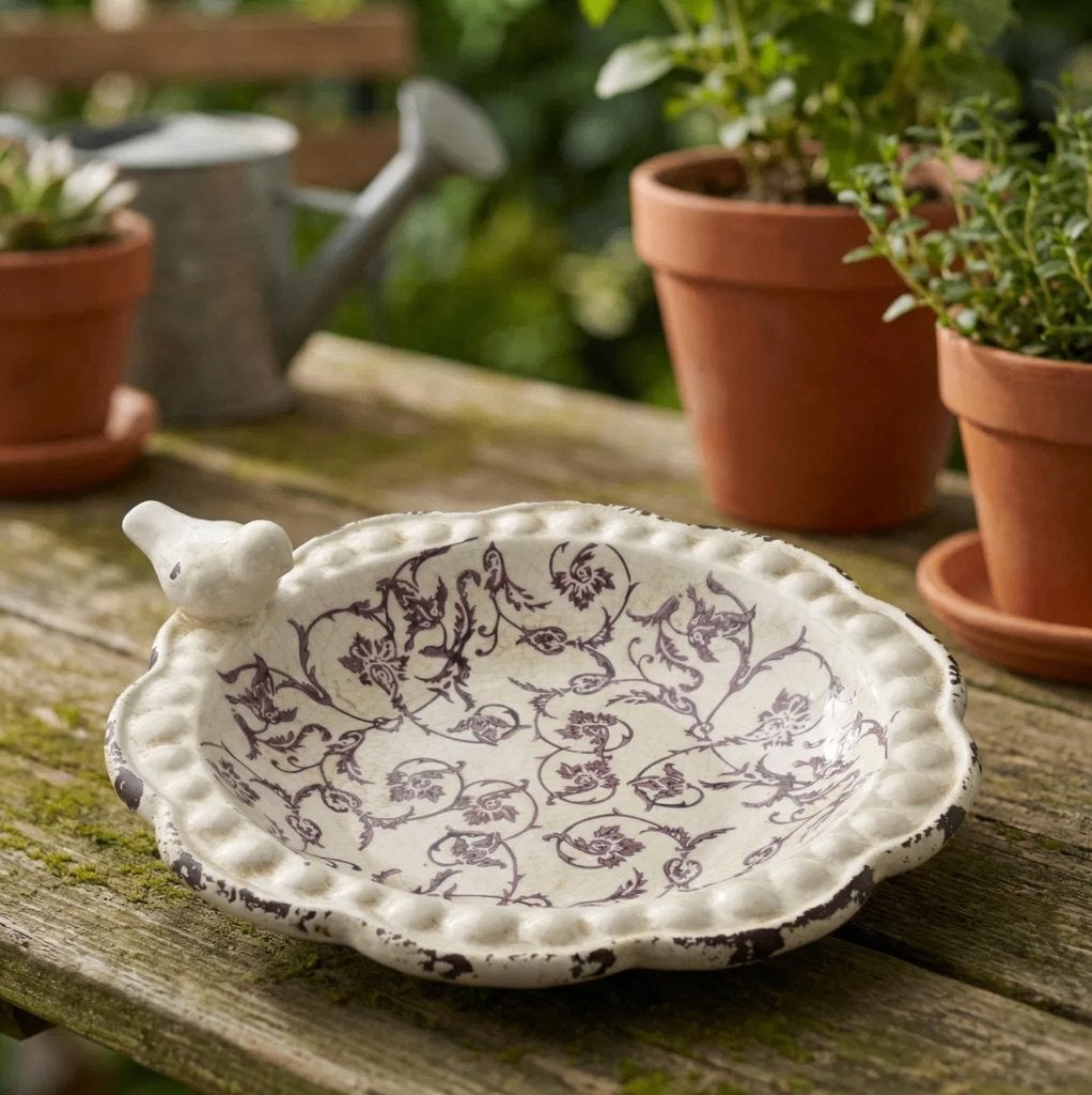 Brocante vogelbadje keramiek, Ophalen of Verzenden