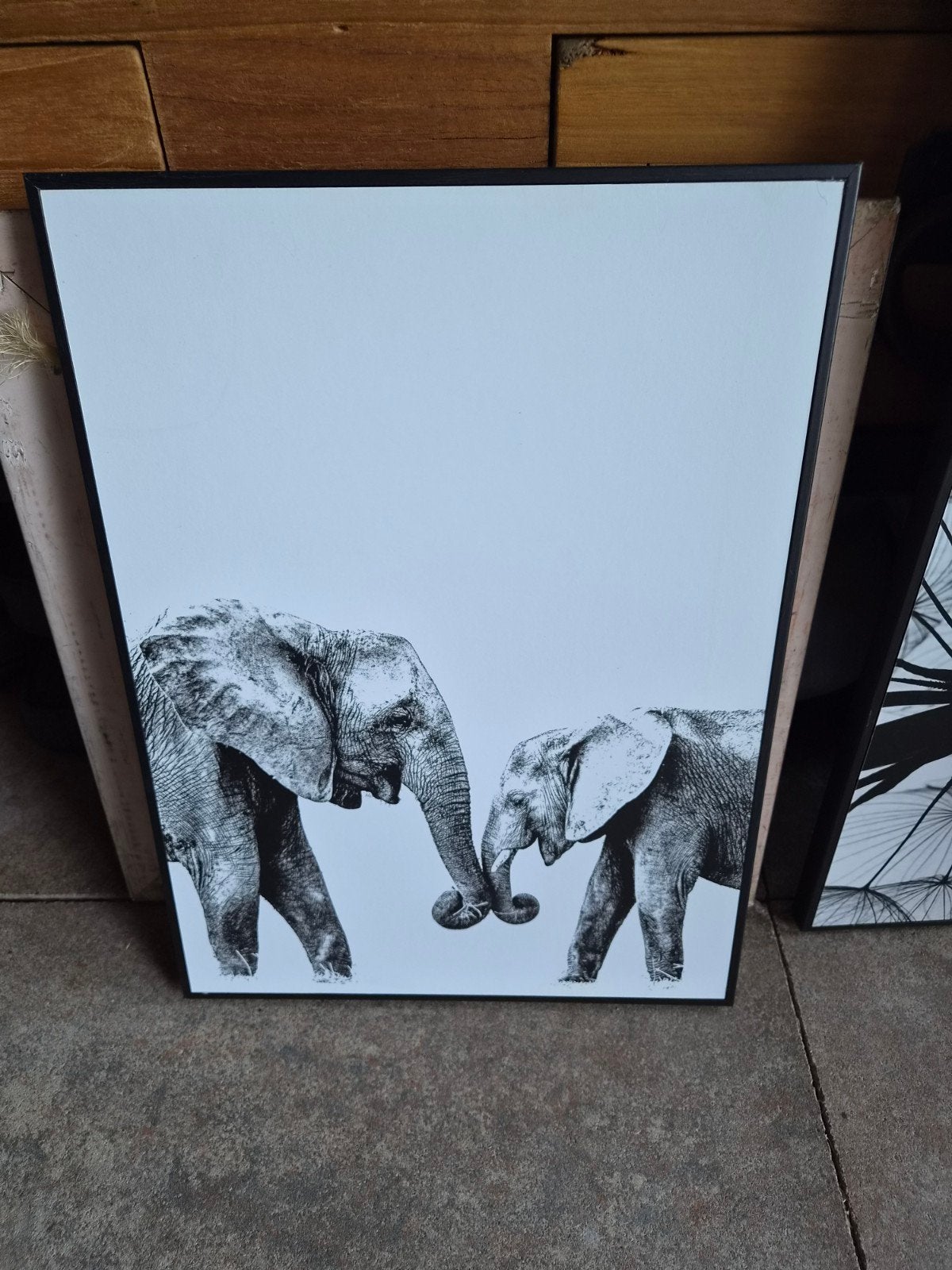 Wanddecoratie olifanten zwart-wit, 50 – 75, Ophalen of Verzenden, 50 tot 75 cm, Print