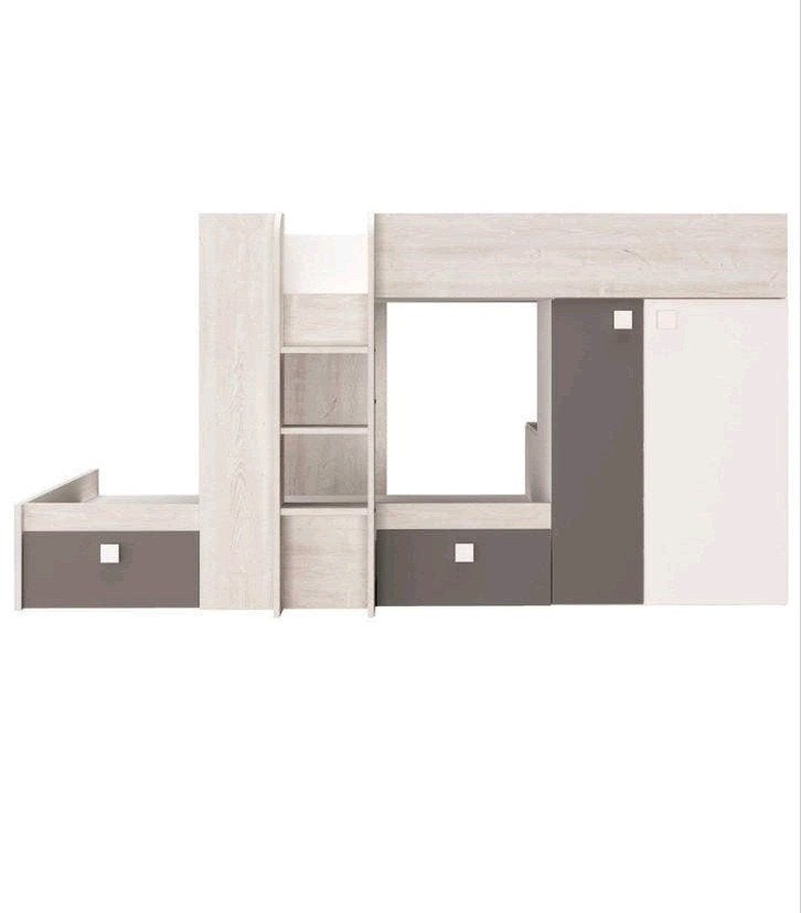 Stapelbed met kastruimte en bureau - Ideaal voor kleine kame, Gebruikt, 90 cm, Eenpersoons, 160 tot 180 cm