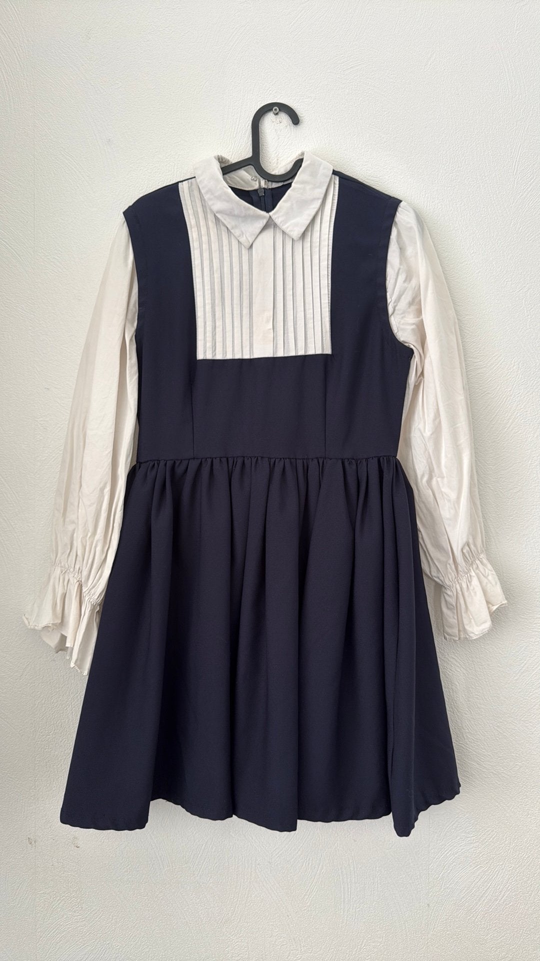 Donkerblauwe prinsessenjurk met petticoat, Blauw, Ophalen of Verzenden, Zo goed als nieuw, Maat 36 (S)