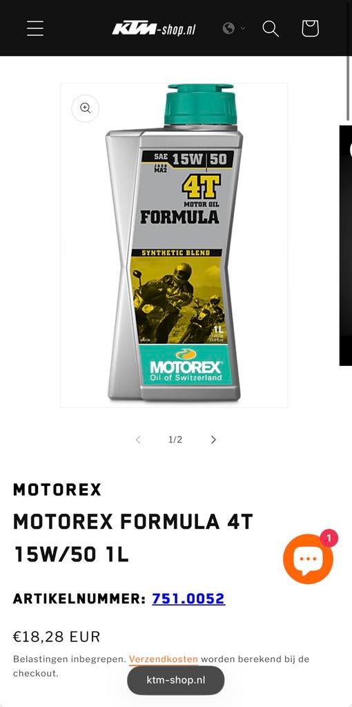 Motorex formula 15w50 4T, Ophalen of Verzenden, Nieuw
