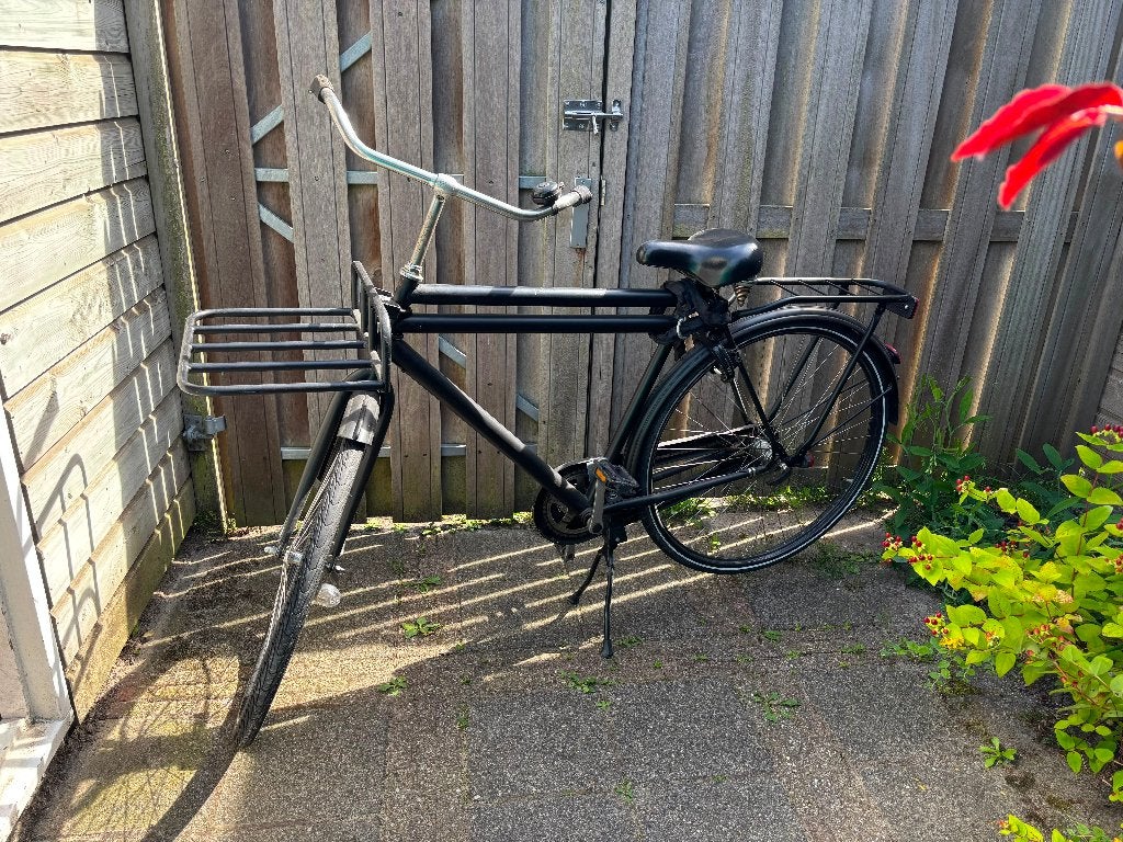 Zwarte Transportfiets met Voordrager, Terugtraprem, Zo goed als nieuw, 53 tot 57 cm, Ophalen