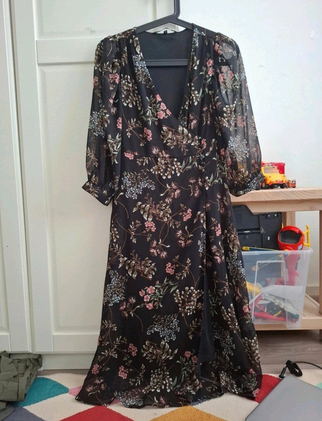 Vero Moda Maxi Wikkeljurk Bloemenprint Zwart - Maat XS, Vero Moda, Zwart, Ophalen of Verzenden, Zo goed als nieuw