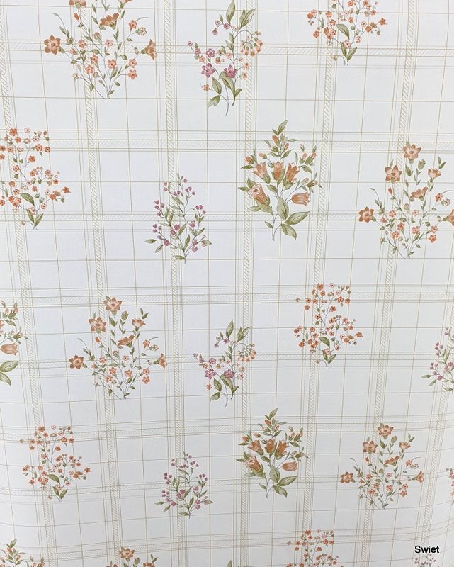 11714 Vintage Keukenbehang met tegeltjes en bloemen swiet, Ophalen of Verzenden, Beige