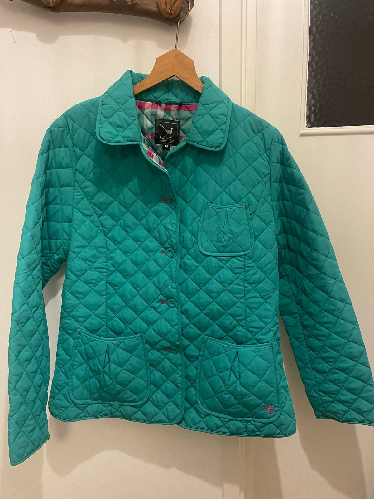 Mongo gewatteerde jas in turquoise - Maat M, Ophalen of Verzenden, Zo goed als nieuw, Maat 42/44 (L), Groen