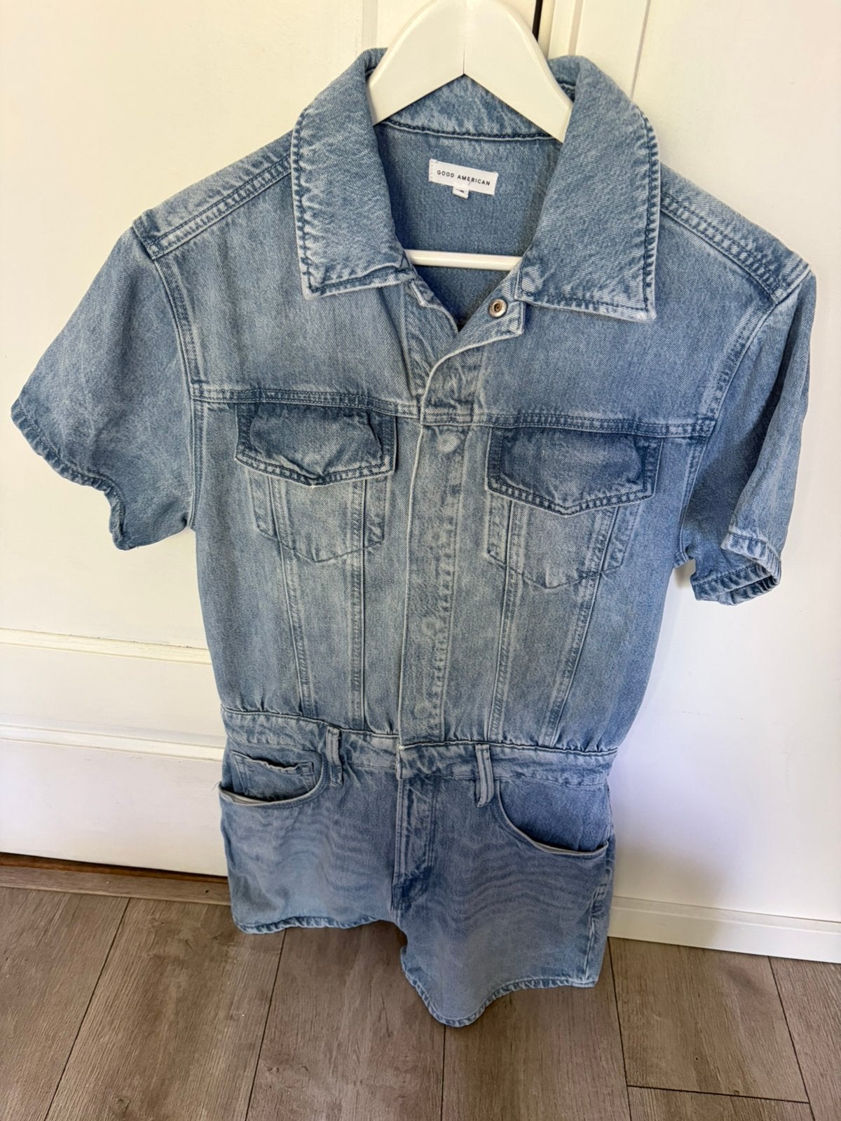 Good American Denim jumpsuit, Kleding | Dames, Jumpsuits, Ophalen of Verzenden, Zo goed als nieuw, Maat 36 (S), Blauw