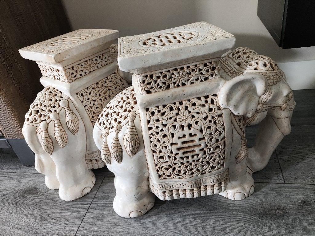 Vintage XL keramiek olifant tafeltjes set, Ophalen