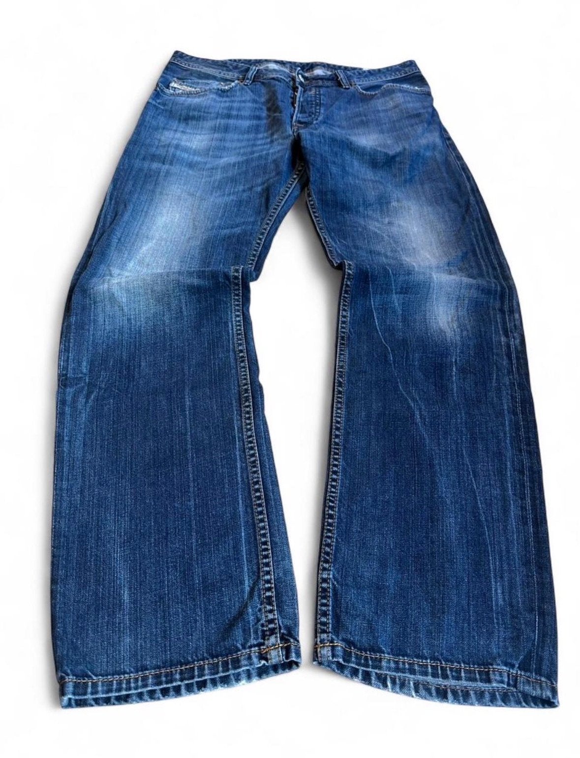 Diesel Waykee Jeans W33 L32 - Straight Fit Faded Denim Y2K, Ophalen of Verzenden, Gedragen, Blauw, W33 - W34 (confectie 48/50)