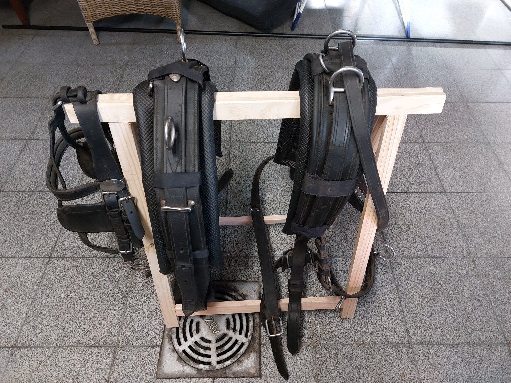 Ideal zwart lederen tweespan tuig maat full, Dieren en Toebehoren, Paarden en Pony's | Hoofdstellen en Tuigage, Ophalen, Overige soorten