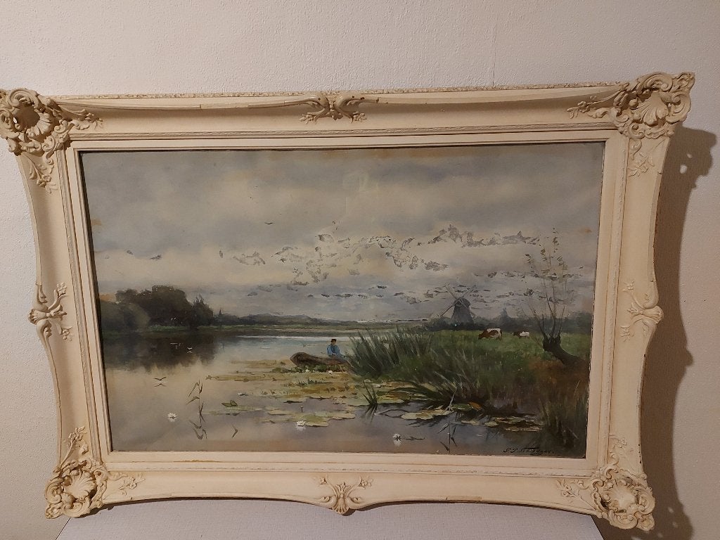 Meer dan 100 jaar oud hollands schilderij gesigneerd, Antiek en Kunst, Ophalen