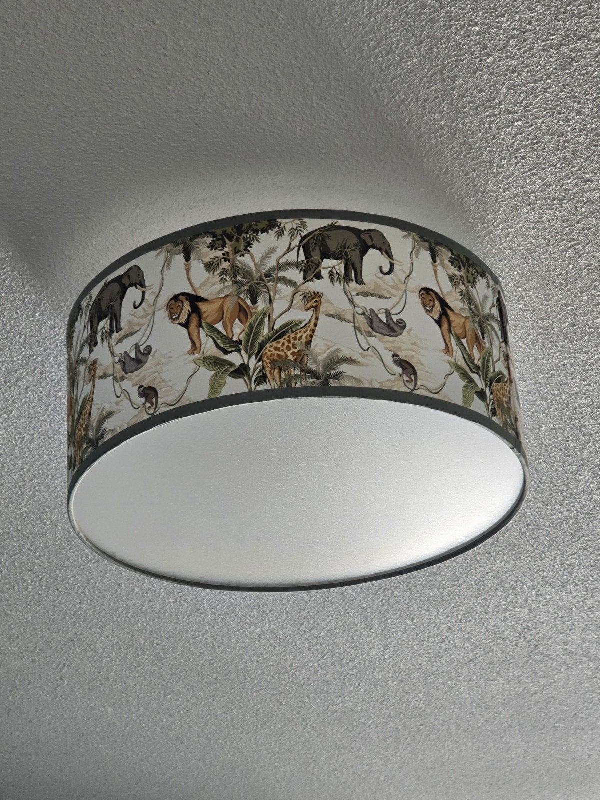 Plafondlamp met jungle dierenprint - Zo goed als nieuw, Meerkleurig, Textiel, Ophalen of Verzenden, Zo goed als nieuw