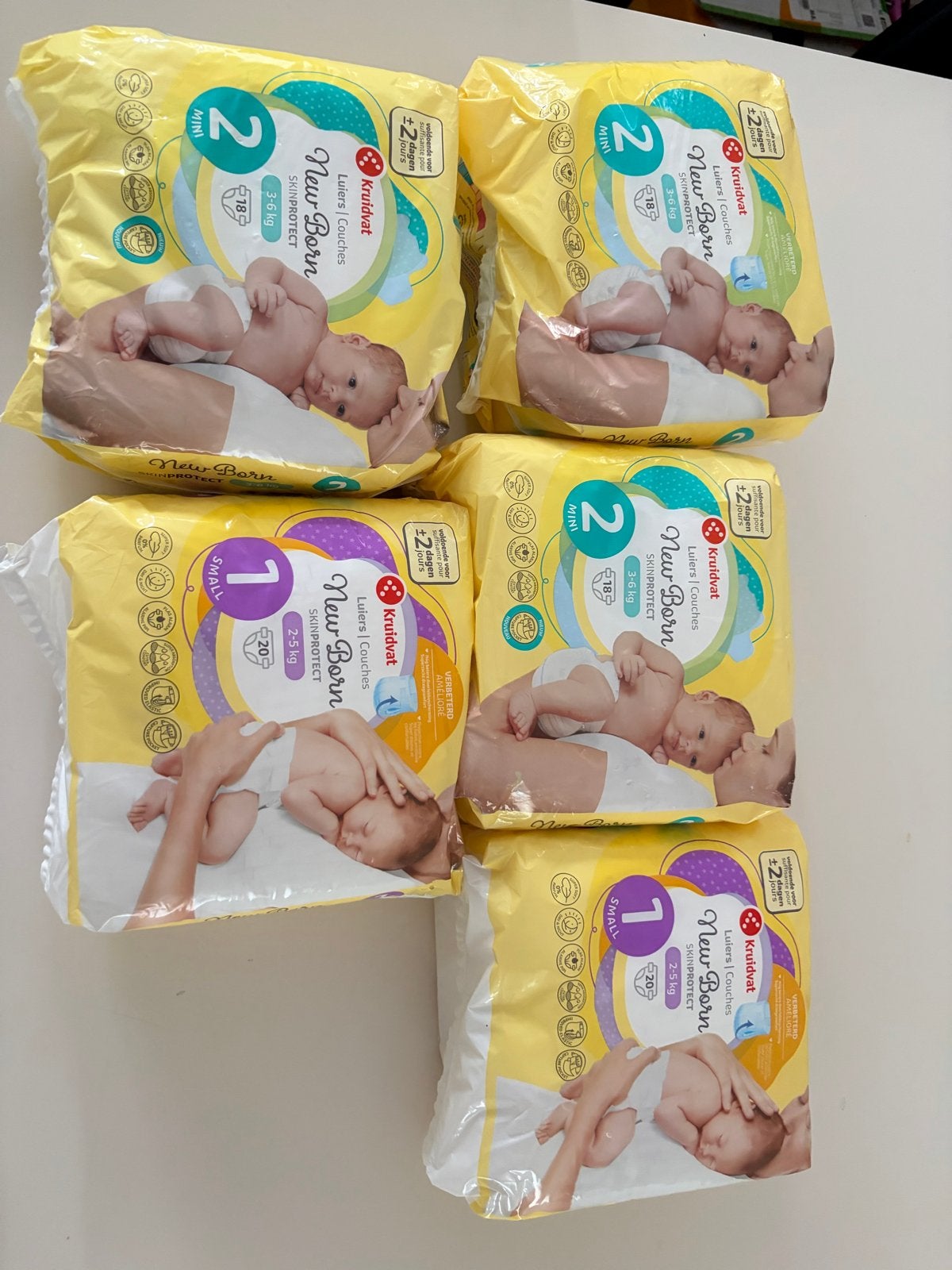 Kruidvat New Born Luiers - Maat 1 (Small) en Maat 2 (Mini), Verzenden, Nieuw