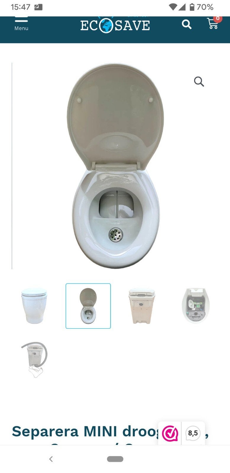 Ecosave Separera Mini Droogtoilet - Zo goed als nieuw, Ophalen, Zo goed als nieuw, Toilet