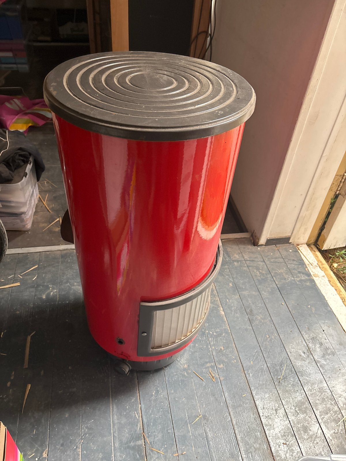 Rode Etna gaskachel met rookafvoerpijp, Ophalen, Gebruikt, Gas, Vrijstaand