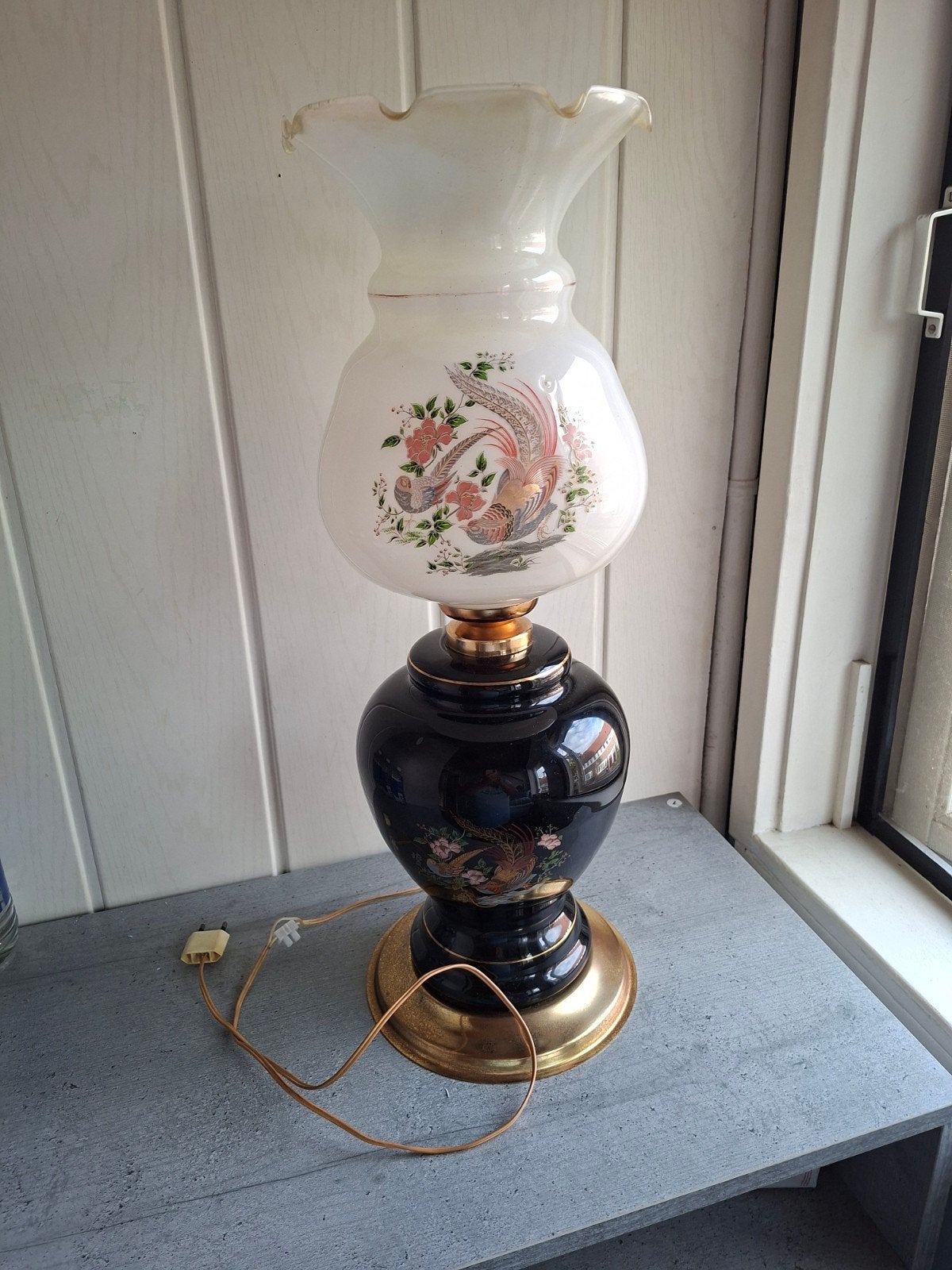 Vintage Tafellamp met Oosterse Decoratie, Antiek en Kunst, Ophalen of Verzenden