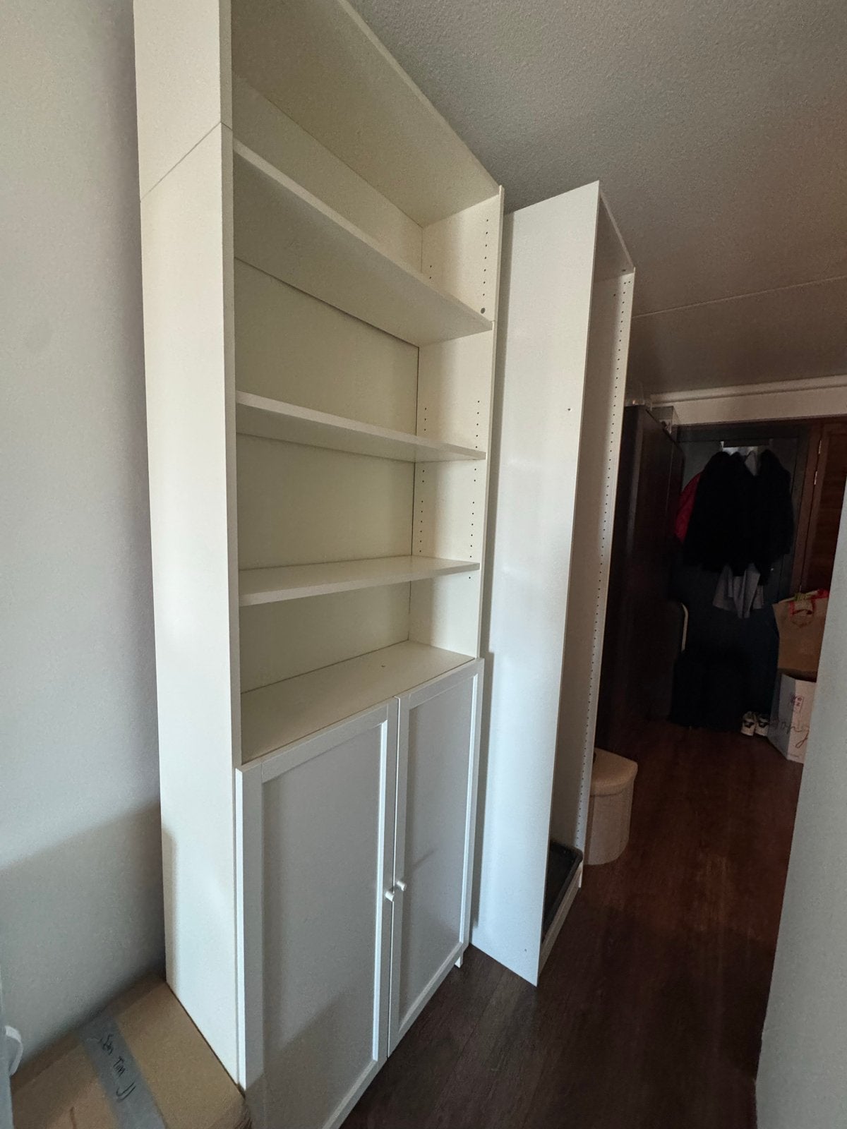 Witte IKEA BILLY boekenkast met deurtjes en opzet, Ophalen, Gebruikt, 200 cm of meer, 50 tot 100 cm