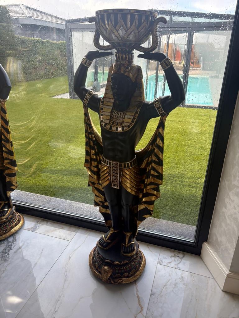 Goudkleurig beeld van Egyptische figuur, Ophalen of Verzenden