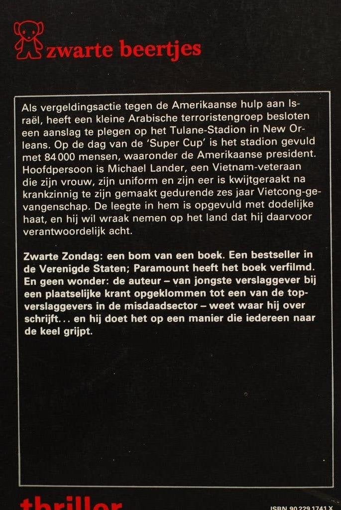 Boek: Zwarte zondag - Thomas Harris (Zwarte Beertjes, 1977), Verzenden, Zo goed als nieuw