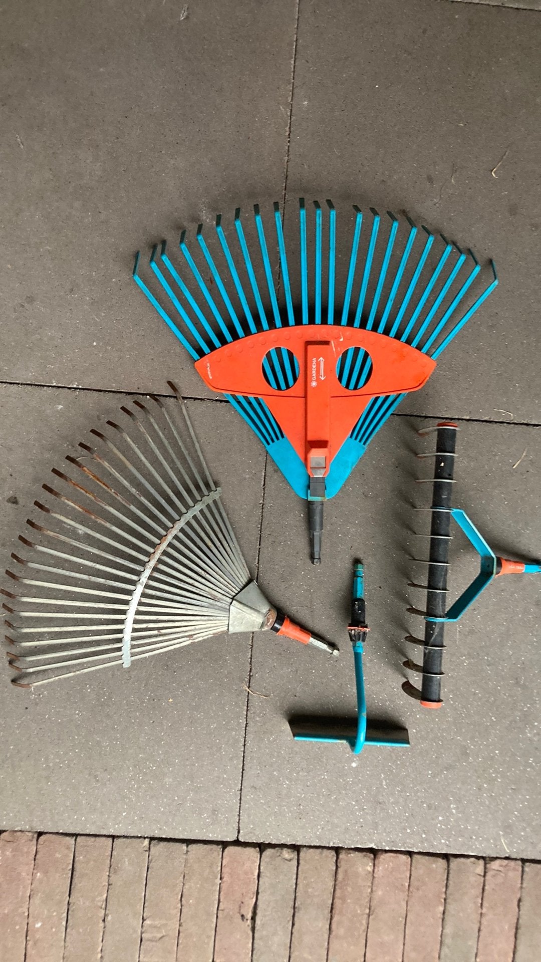 Gardena tuingereedschap set: hark, schoffel, cultivator, Tuin en Terras, Ophalen, Gebruikt, Hark