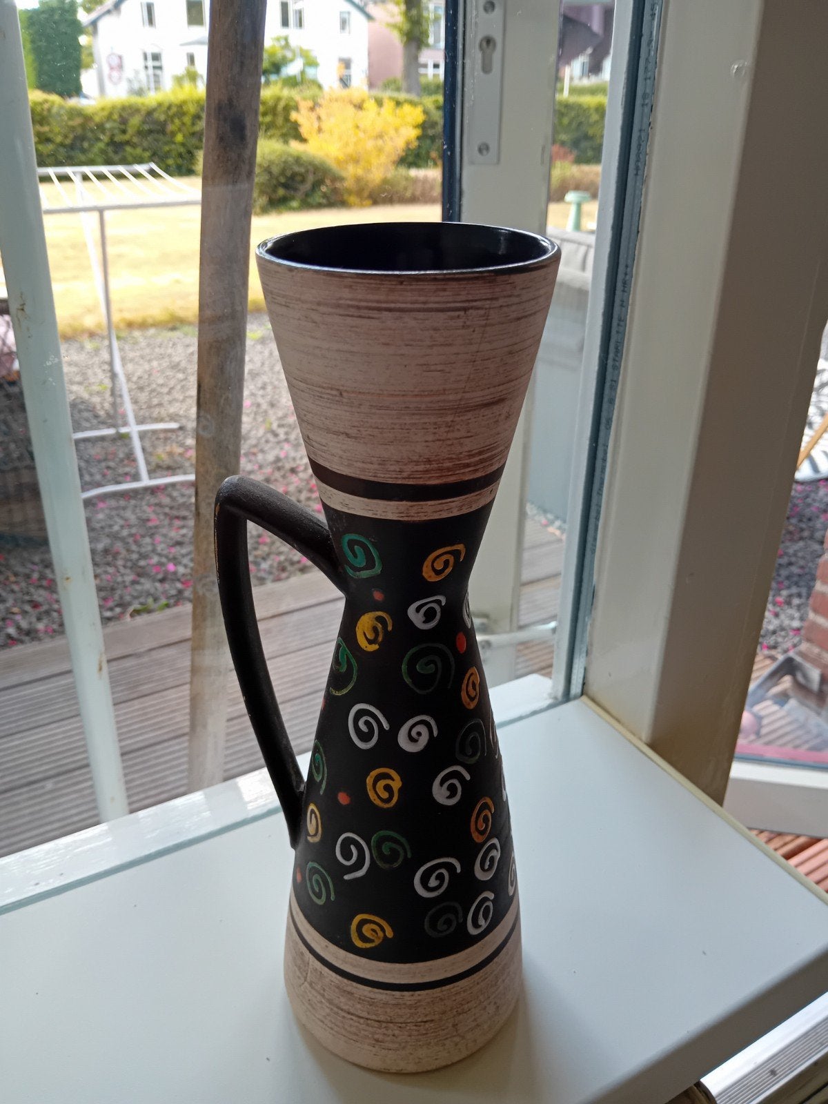 Vintage West Germany Keramiek Vaas met Handvat, Ophalen of Verzenden