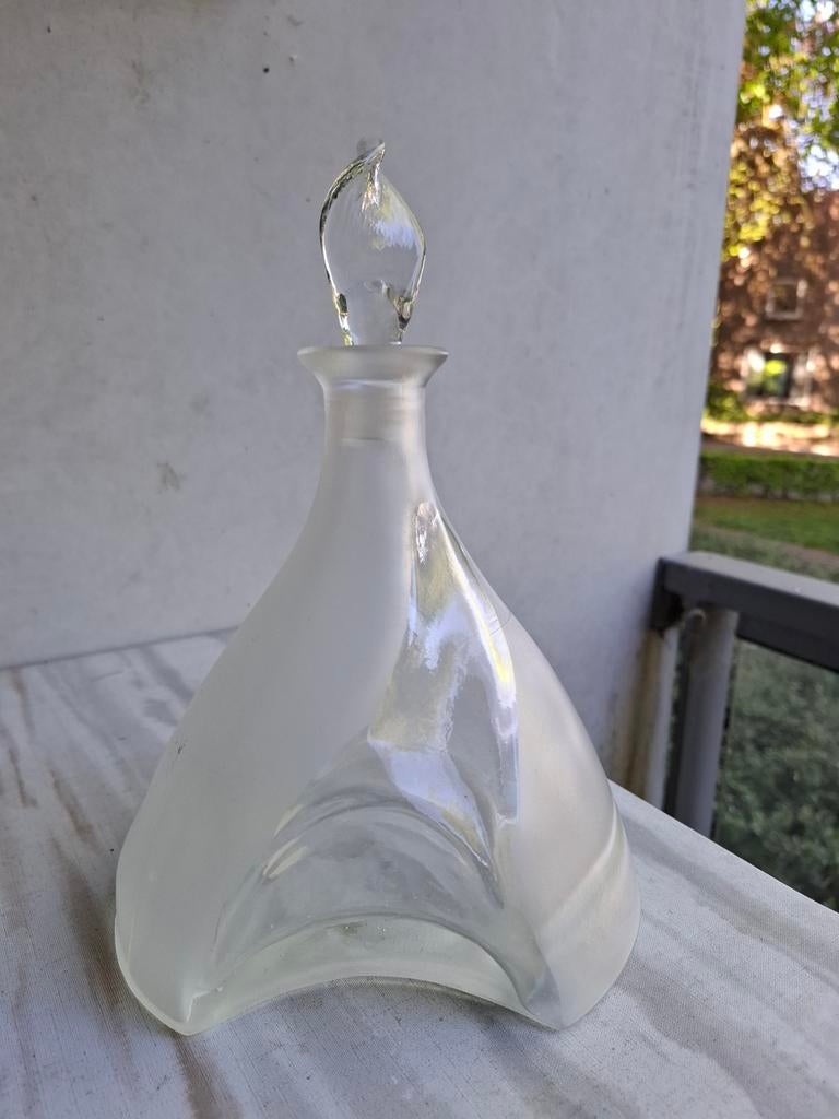 Decoratieve glazen karaf met unieke stop, Ophalen of Verzenden