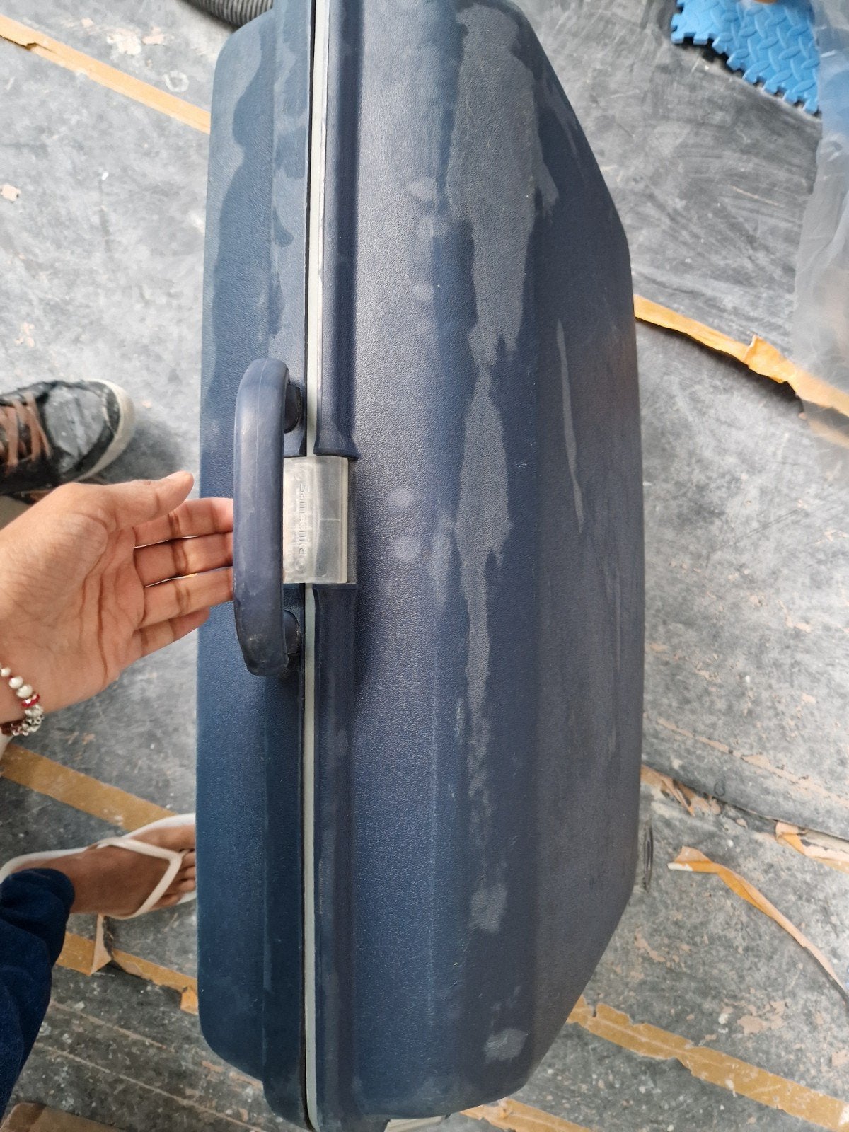 Samsonite koffer blauw met cijferslot, 60 tot 70 cm, Gebruikt, Hard kunststof, Slot