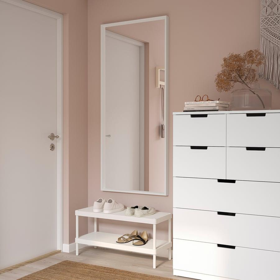 Nissedal Ikea spiegel 65 x 150 wit, Ophalen, 100 tot 150 cm, Zo goed als nieuw, Rechthoekig