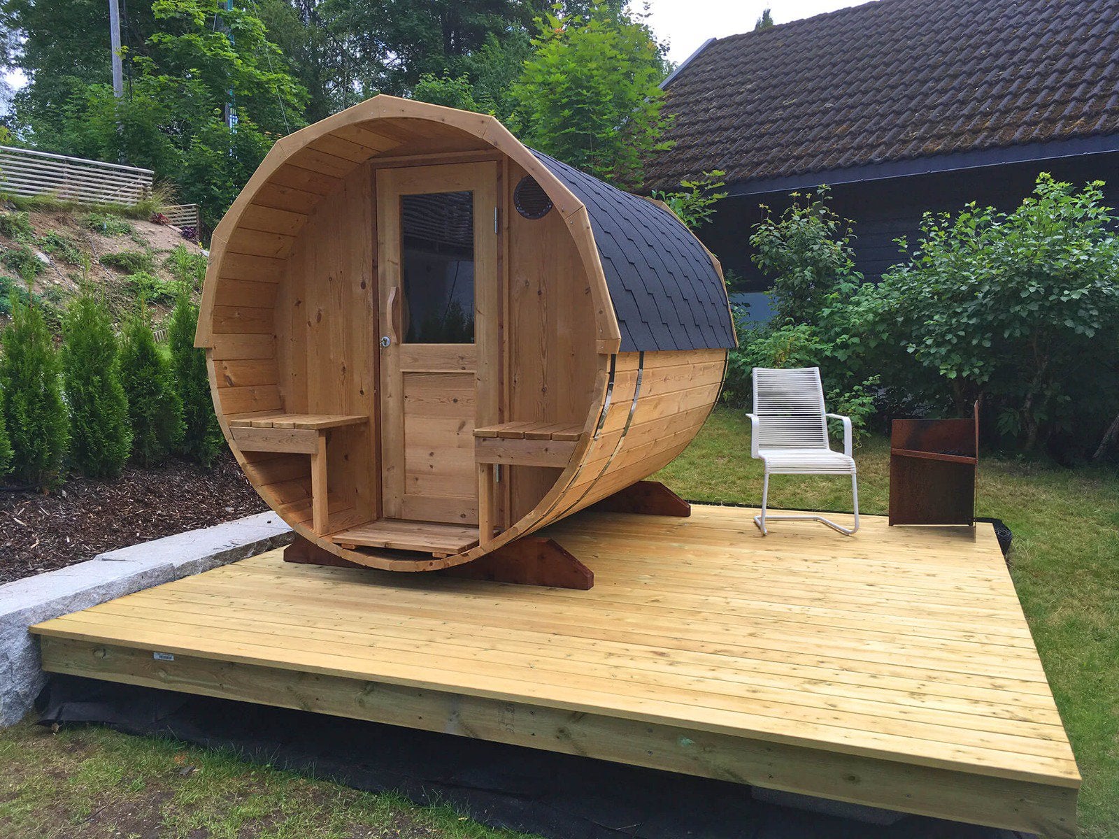 Barrel Sauna - Stel zelf samen - Houtgestookt of Elektrisch, Ophalen of Verzenden, Nieuw, Fins of Traditioneel, Complete sauna