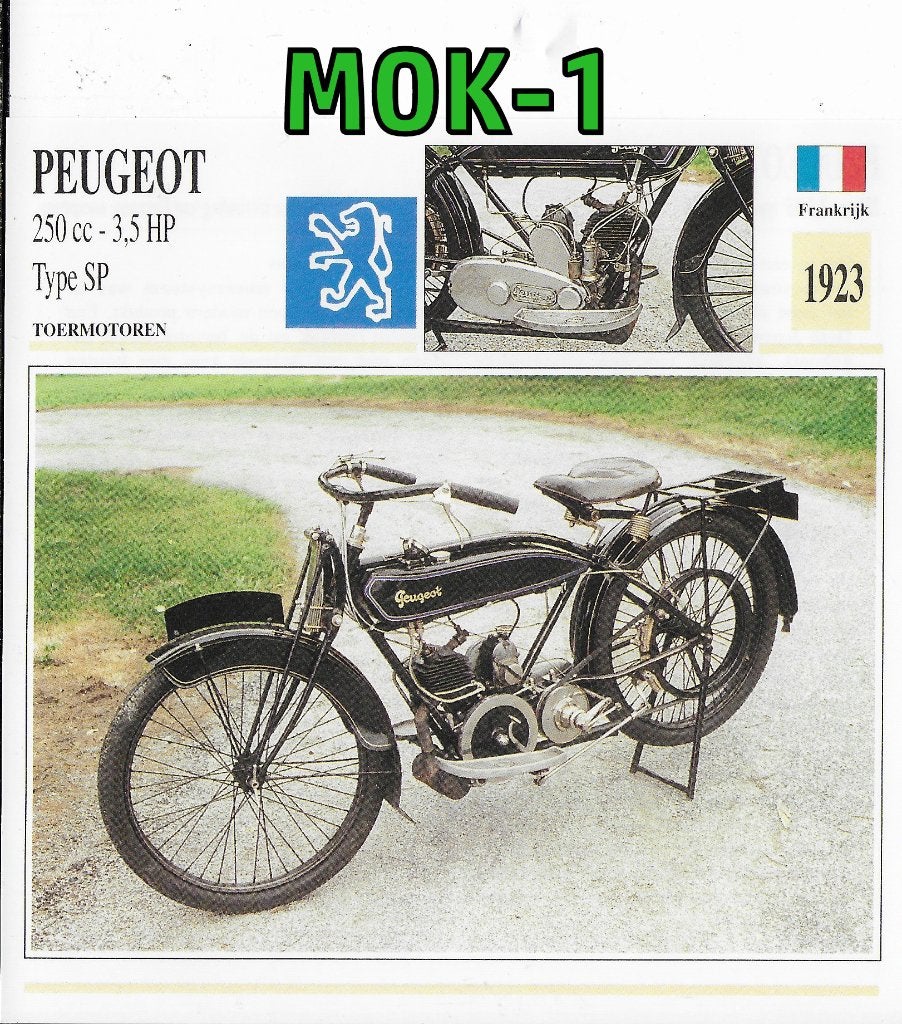 Mok-1 motorkaart peugeot 250cc 3,5 hp type sp 1923, Ophalen of Verzenden, Zo goed als nieuw, Auto's