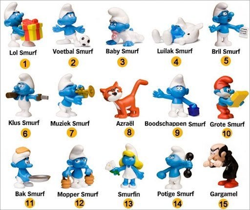 Smurfen serie Albert Heijn, 15 smurfjes, Ophalen of Verzenden, Zo goed als nieuw, Verschillende Smurfen, Poppetje, Figuurtje of Knuffel