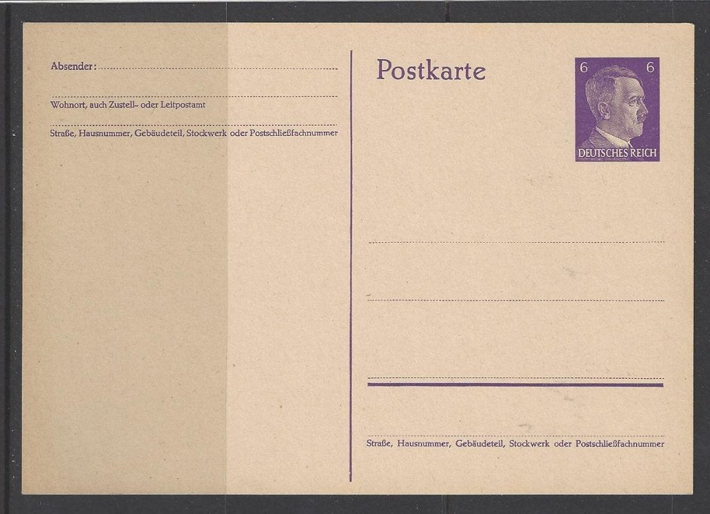Historie Duitse Rijk, briefkaart met opdruk Adolf Hitler, Verzenden, Overige soorten, Duitsland, Overige typen