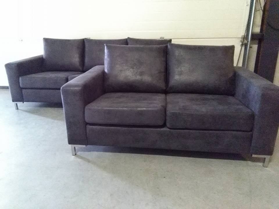 Bankstel Pronto 3 + 2 antraciet of cognac €898-, Ophalen, Trendy , tijdloos , modern ,, 150 tot 200 cm, Nieuw