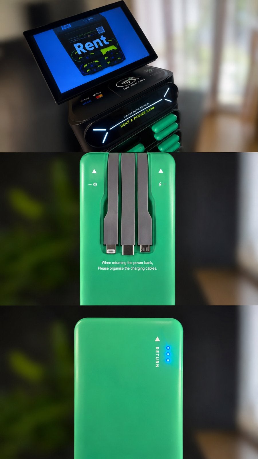 Powerbank Verhuurstation – 8 Slots + 8 Powerbanks, Ophalen