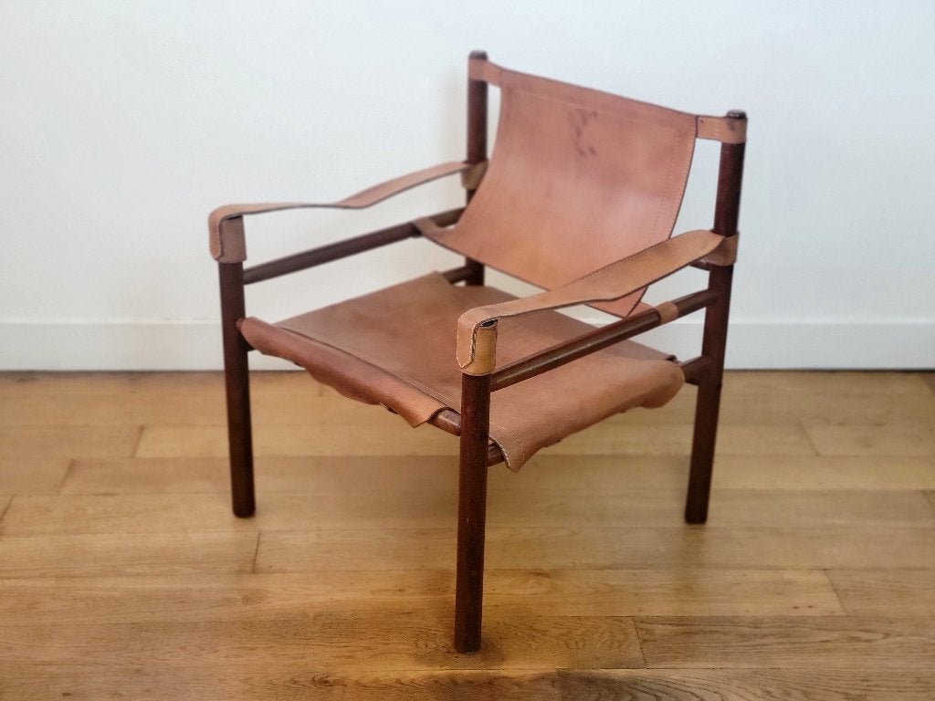 Vintage safari lounge chair van Abel Gonzales, 1960, Ophalen, Vintage design, Mid Centruy Modern, Deens design, Gebruikt, Minder dan 75 cm