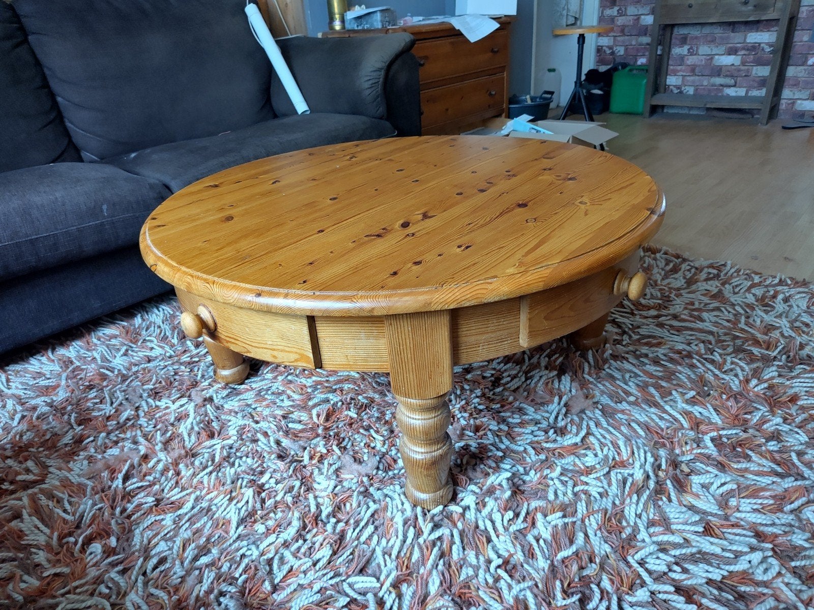 Ronde salontafel 100cm x 45cm hoog, Ophalen, Gebruikt, Rond, Grenenhout