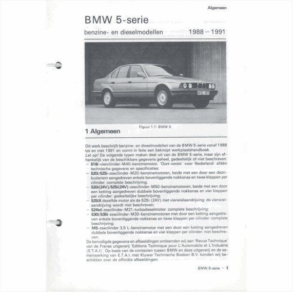 BMW 5 serie Vraagbaak losbladig 1988-1991 #1 Nederlands, Ophalen of Verzenden, Gelezen, BMW
